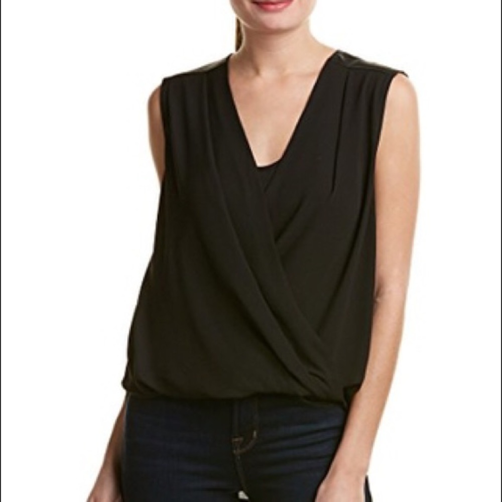 BCBGMAXAZRIA cross drape wrap blouse